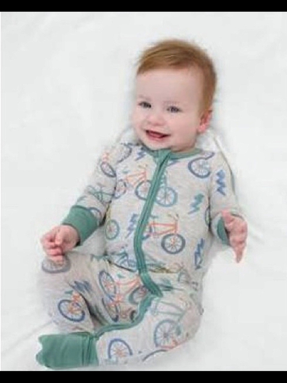 NWT 6-12m Little Sleepies Unisex "Let's Ride" Discontinued Bicycle Print PJ